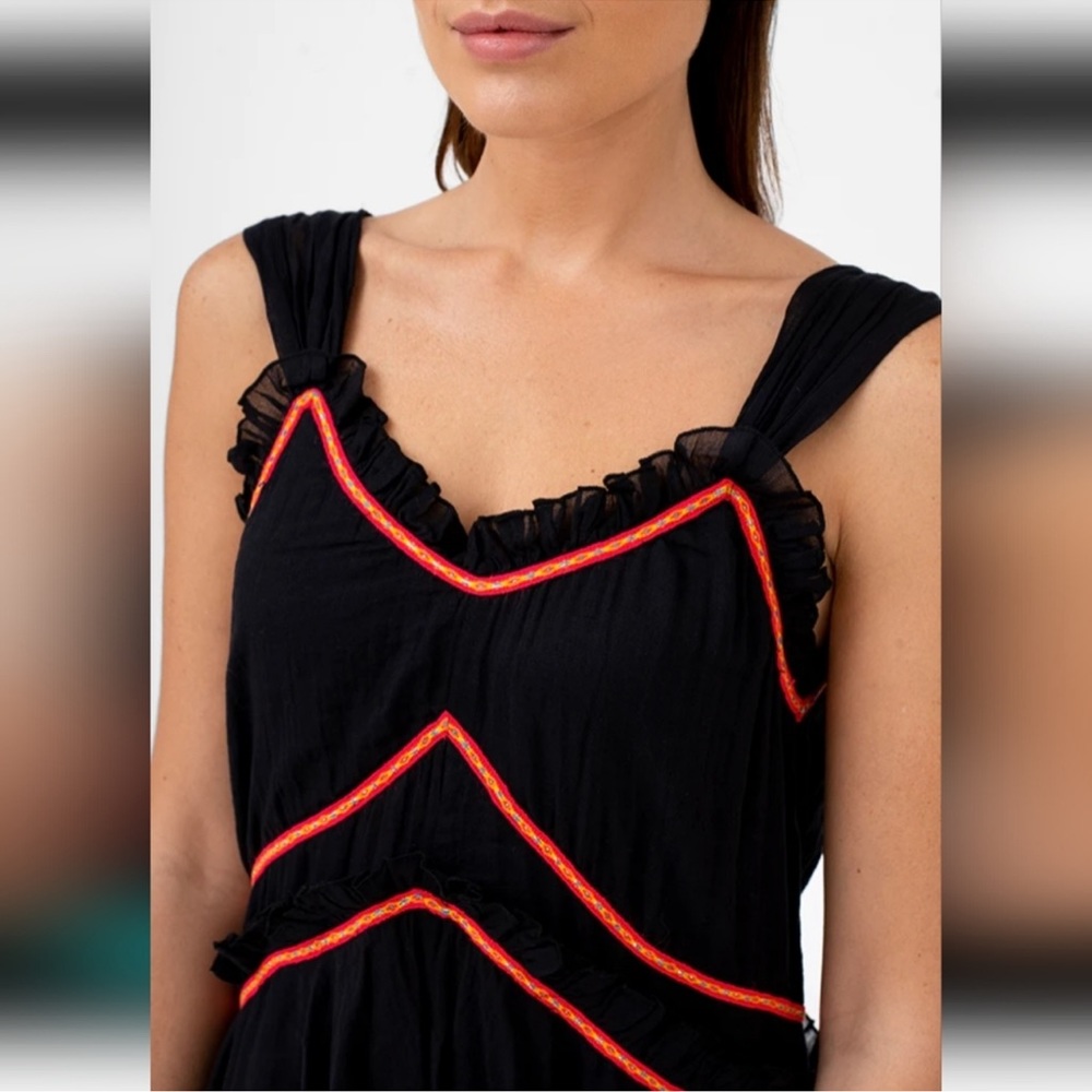 PITUSA black ruffle cotton dress.  size III which is similar to a large.  NWT